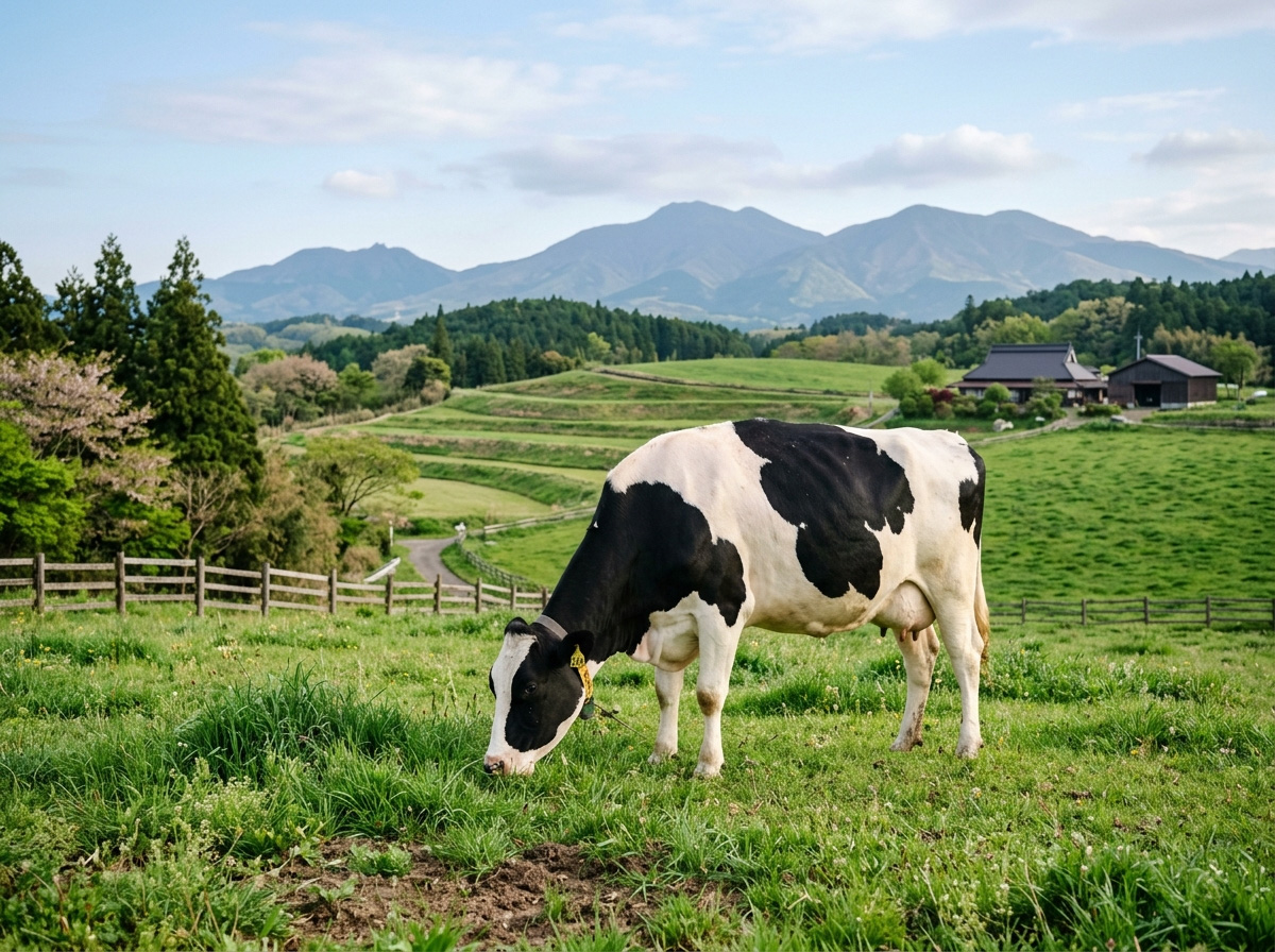 牧草で育った牛のイメージ（グラスフェッド）